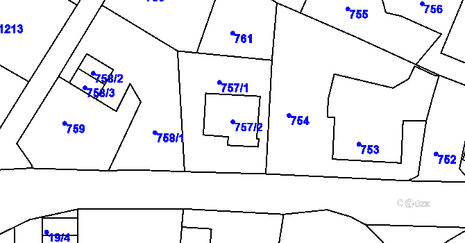 Parcela st. 757/2 v KÚ Ruprechtice, Katastrální mapa