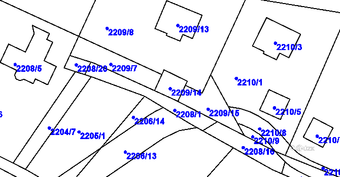 Parcela st. 2209/14 v KÚ Ruprechtice, Katastrální mapa