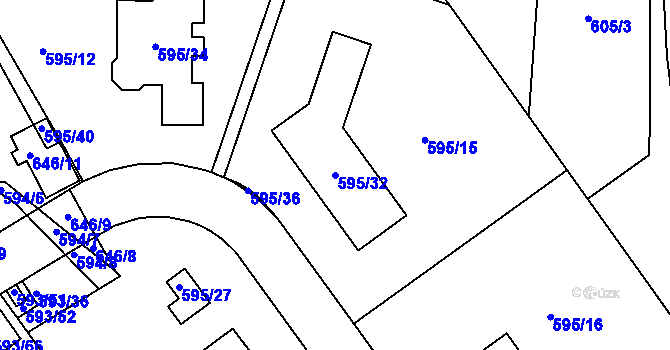 Parcela st. 595/32 v KÚ Ruprechtice, Katastrální mapa