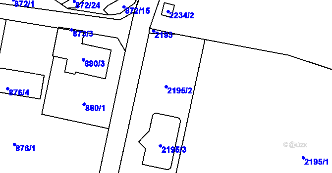 Parcela st. 2195/2 v KÚ Ruprechtice, Katastrální mapa