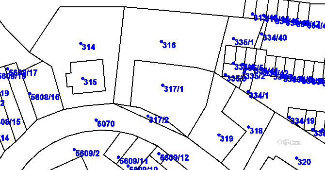 Parcela st. 317/1 v KÚ Ruprechtice, Katastrální mapa