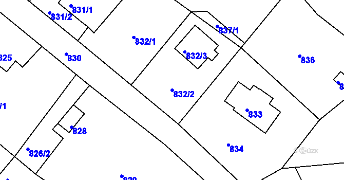 Parcela st. 832/2 v KÚ Ruprechtice, Katastrální mapa