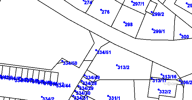 Parcela st. 334/51 v KÚ Ruprechtice, Katastrální mapa