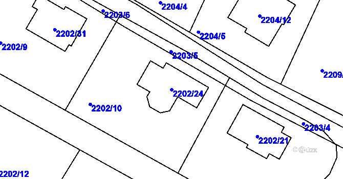 Parcela st. 2202/24 v KÚ Ruprechtice, Katastrální mapa