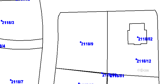 Parcela st. 2118/9 v KÚ Ruprechtice, Katastrální mapa