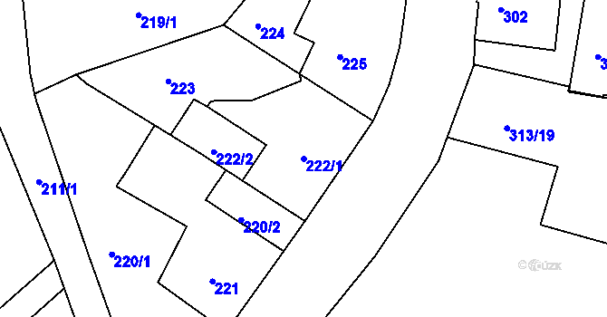 Parcela st. 222/1 v KÚ Ruprechtice, Katastrální mapa