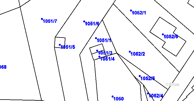 Parcela st. 1051/3 v KÚ Ruprechtice, Katastrální mapa