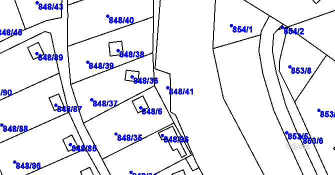 Parcela st. 848/41 v KÚ Ruprechtice, Katastrální mapa