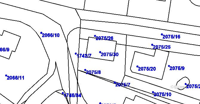 Parcela st. 2075/30 v KÚ Ruprechtice, Katastrální mapa