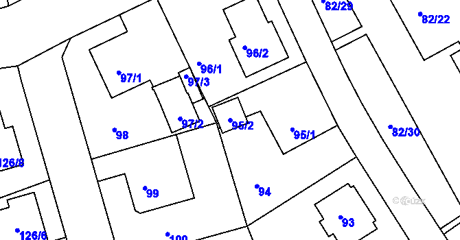 Parcela st. 95/2 v KÚ Ruprechtice, Katastrální mapa