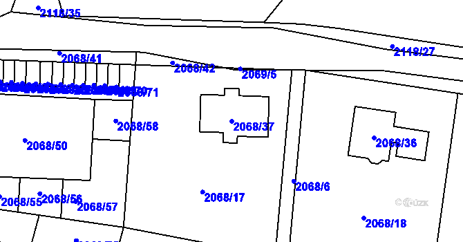Parcela st. 2068/37 v KÚ Ruprechtice, Katastrální mapa