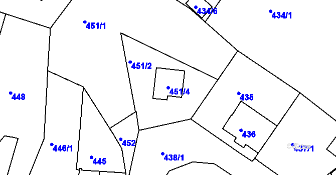 Parcela st. 451/4 v KÚ Ruprechtice, Katastrální mapa