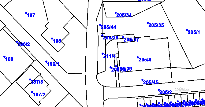 Parcela st. 211/4 v KÚ Ruprechtice, Katastrální mapa