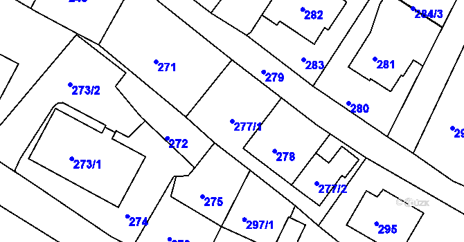 Parcela st. 277/1 v KÚ Ruprechtice, Katastrální mapa
