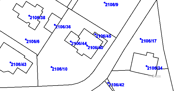 Parcela st. 2106/40 v KÚ Ruprechtice, Katastrální mapa