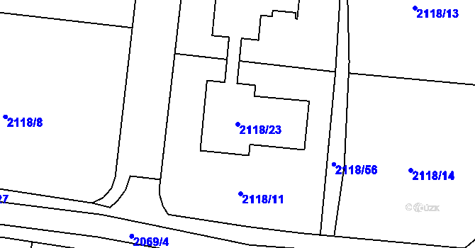 Parcela st. 2118/23 v KÚ Ruprechtice, Katastrální mapa