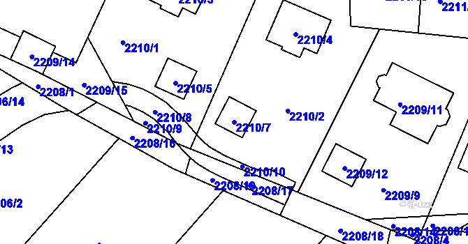 Parcela st. 2210/7 v KÚ Ruprechtice, Katastrální mapa