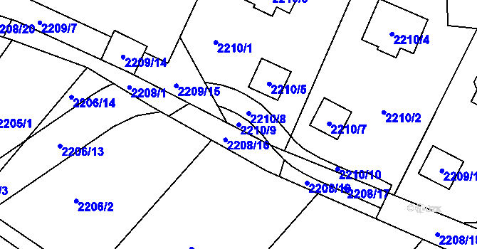 Parcela st. 2210/9 v KÚ Ruprechtice, Katastrální mapa