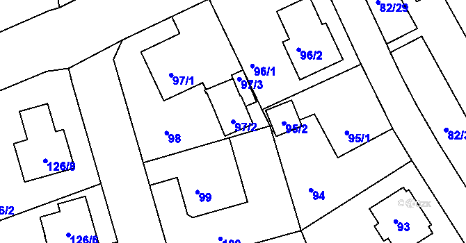 Parcela st. 97/2 v KÚ Ruprechtice, Katastrální mapa