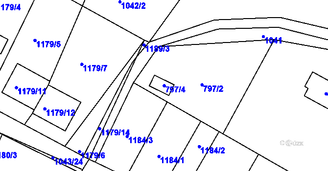 Parcela st. 797/4 v KÚ Ruprechtice, Katastrální mapa