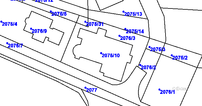 Parcela st. 2076/10 v KÚ Ruprechtice, Katastrální mapa