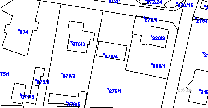 Parcela st. 876/4 v KÚ Ruprechtice, Katastrální mapa