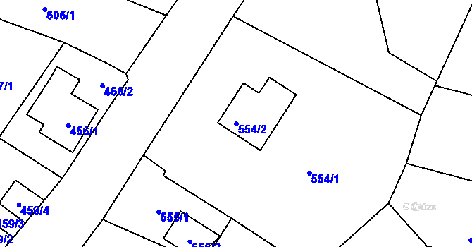 Parcela st. 554/2 v KÚ Ruprechtice, Katastrální mapa
