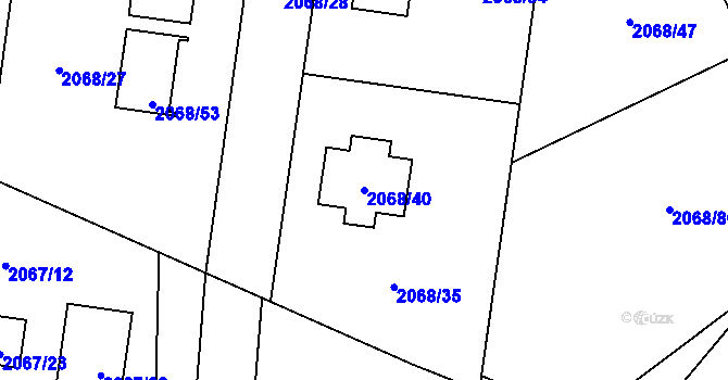 Parcela st. 2068/40 v KÚ Ruprechtice, Katastrální mapa