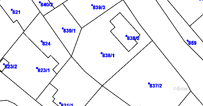 Parcela st. 838/1 v KÚ Ruprechtice, Katastrální mapa