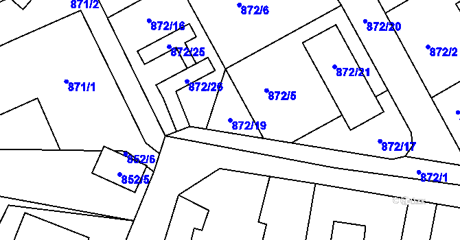 Parcela st. 872/19 v KÚ Ruprechtice, Katastrální mapa
