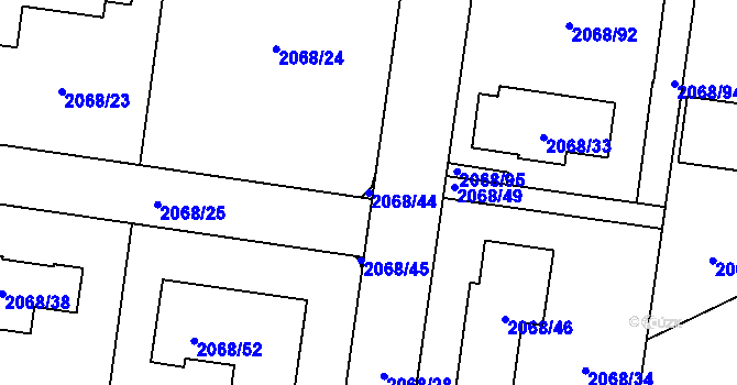 Parcela st. 2068/44 v KÚ Ruprechtice, Katastrální mapa