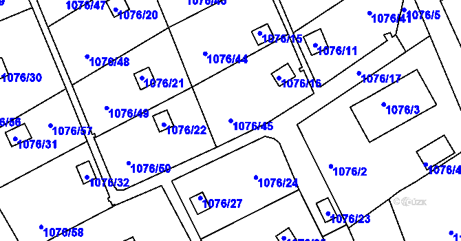 Parcela st. 1076/45 v KÚ Ruprechtice, Katastrální mapa