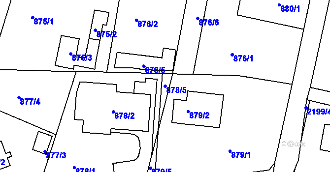 Parcela st. 878/5 v KÚ Ruprechtice, Katastrální mapa