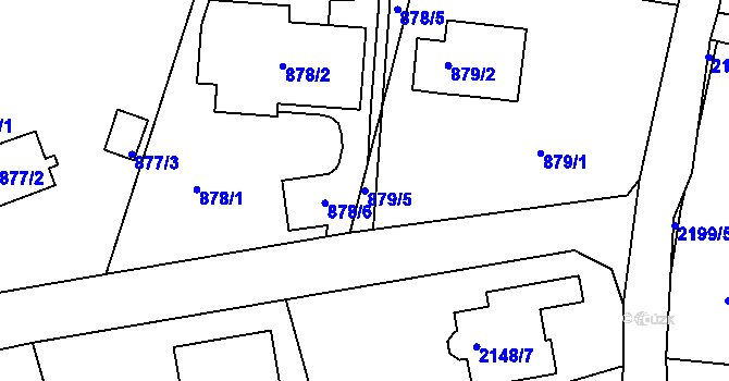 Parcela st. 879/5 v KÚ Ruprechtice, Katastrální mapa