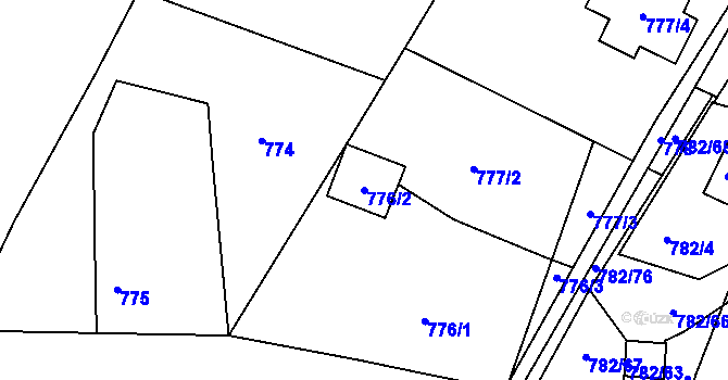 Parcela st. 776/2 v KÚ Ruprechtice, Katastrální mapa