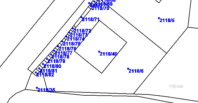 Parcela st. 2118/40 v KÚ Ruprechtice, Katastrální mapa