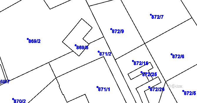 Parcela st. 871/2 v KÚ Ruprechtice, Katastrální mapa