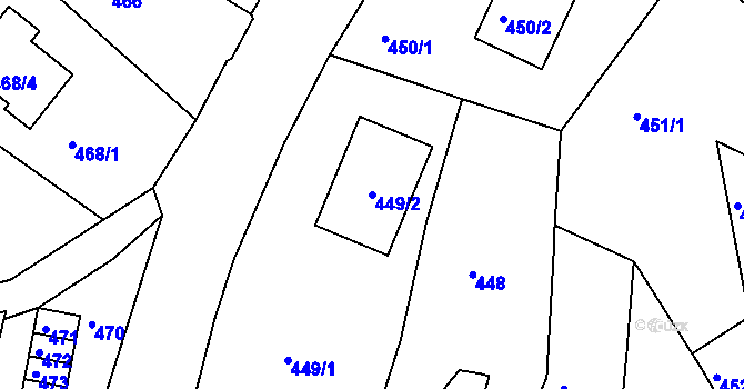 Parcela st. 449/2 v KÚ Ruprechtice, Katastrální mapa