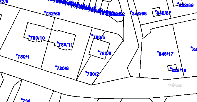 Parcela st. 780/8 v KÚ Ruprechtice, Katastrální mapa