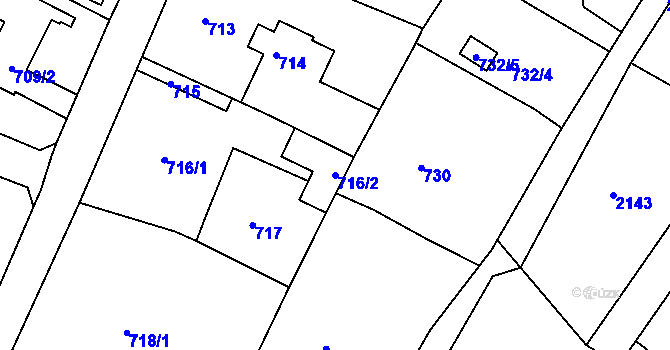 Parcela st. 716/2 v KÚ Ruprechtice, Katastrální mapa