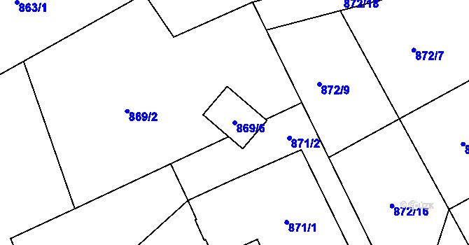 Parcela st. 869/6 v KÚ Ruprechtice, Katastrální mapa