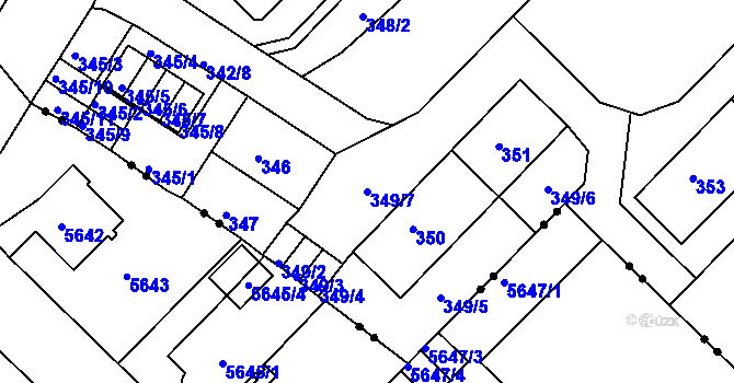 Parcela st. 349/7 v KÚ Ruprechtice, Katastrální mapa