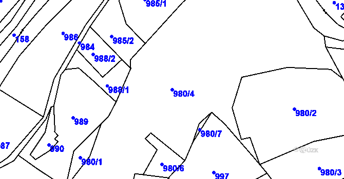 Parcela st. 980/4 v KÚ Ruprechtice, Katastrální mapa