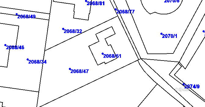 Parcela st. 2068/51 v KÚ Ruprechtice, Katastrální mapa