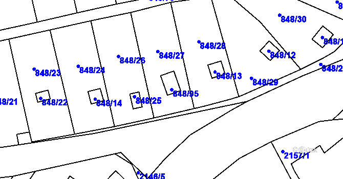 Parcela st. 848/95 v KÚ Ruprechtice, Katastrální mapa