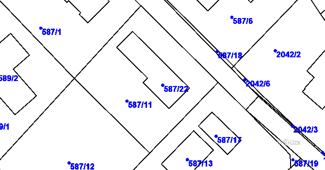 Parcela st. 587/22 v KÚ Ruprechtice, Katastrální mapa
