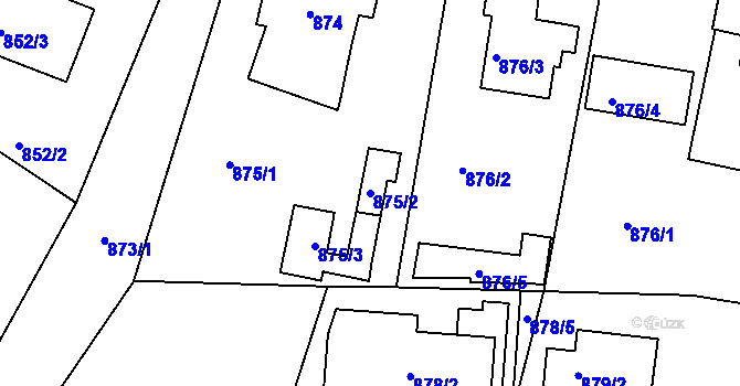 Parcela st. 875/2 v KÚ Ruprechtice, Katastrální mapa