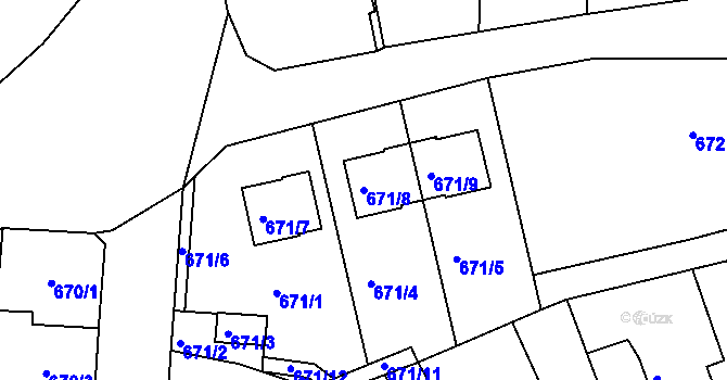 Parcela st. 671/8 v KÚ Ruprechtice, Katastrální mapa