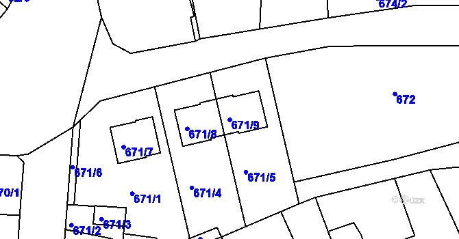 Parcela st. 671/9 v KÚ Ruprechtice, Katastrální mapa