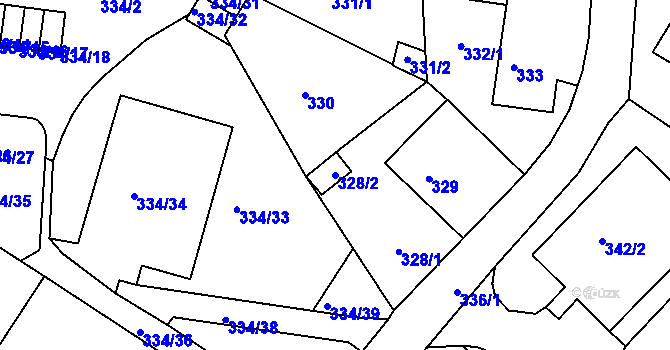 Parcela st. 328/2 v KÚ Ruprechtice, Katastrální mapa